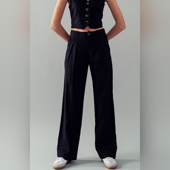 #386 SALE 🛑35 M,L FABULOUS Linen Tailored Wide Leg Pants - Picture 4 of 8